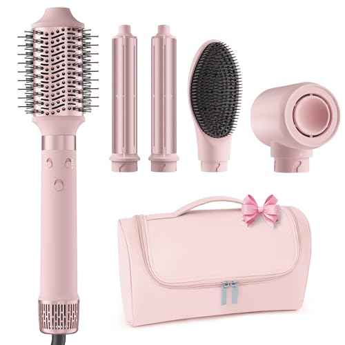 Dual Voltage Hot Air Styler Wrap - 5 in 1 Hair Dryer Brush with Fast Drying Blow Dryer, Styling, Straightening & Volumizing with Travel Bag (100V?240V)
