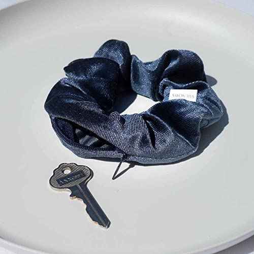 Velvet Scrunchie Set of 6 | Hidden Zipper Pocket Storage for Cash, Keys, Chapstick | Women's Hair Accessory