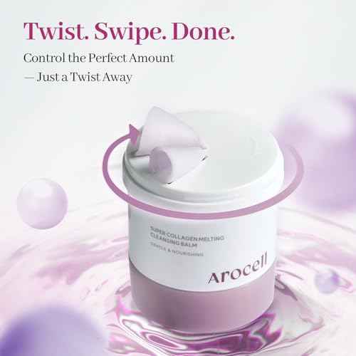 AROCELL Super Collagen Melting Balm 3.53oz ? Korean Makeup Remover Balm for Blackhead Care, Deep Pore Care with Peptides & Collagen Hydration, Nourishing Daily Face Wash Skincare