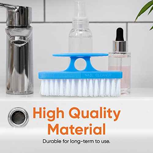 Superio Nail Brush for Cleaning Fingernails, Toe & Foot - All-Purpose Stiff Scrub Brush - Blue
