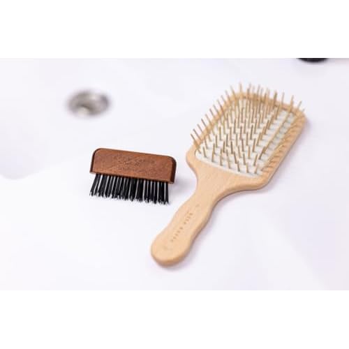 ACCA KAPPA Natural Paddle Hair Brush Wooden Pins Beechwood Anti-Static Scalp-Massage Detangler