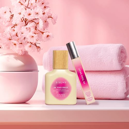5 SENS In Too Deep Eau de Parfum (30 mL) - Clean, Long-Lasting Fine Fragrance - Gourmand with Tahitian Vanilla, Italian Bergamot, Sparkling Sugar, Sandalwood, Musk - Vegan, Cruelty-Free