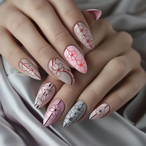 PH PandaHall 3pcs Border Flowers Nail Stamp Plates, Geometric Line Flowers Nail Stamper Plant Nail Art Stencils Print Nail Stencils Stainless Steel Nail Image Plate for Nail Art Design Manicure Salon