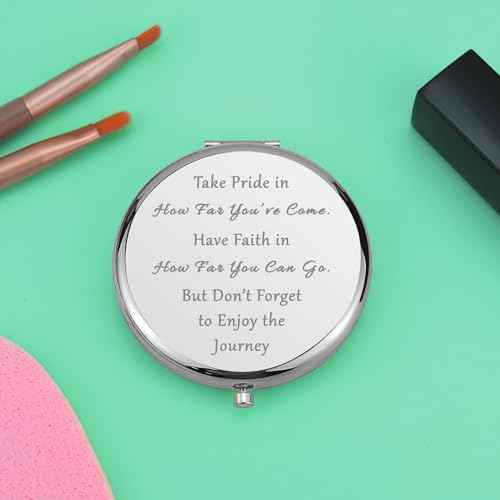 Graduation Gifts for Her Compact Makeup Mirror College Graduation Gifts Inspirational Gifts College Graduation Appreciation Gifts Folding Makeup Mirror Birthday for Girls (Silver)