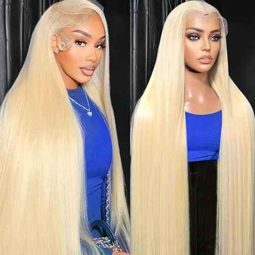 30 Inch 613 Lace Front Wig Human Hair Blonde 13X6 HD Transparent Lace Front Wigs Human Hair 220% Density Blonde Glueless Wigs 613 HD Straight Lace Frontal Wigs Pre Plucked