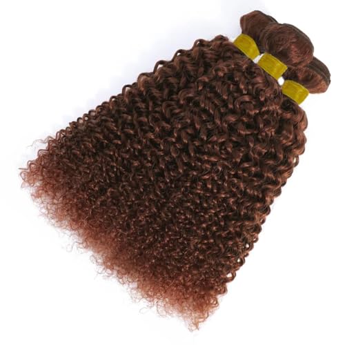 20 22 24 Inch Inch Human Hair Bundles Copper Red Brown 33 Color Jerry Curly Bundles Human Hair 12A Unprocessed Quick Weave for Black Women Soft Sewn In with Double Weft