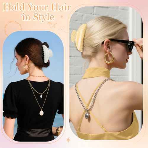 4.2 Inch Large Acrylic Claw Clips, Cute Champagne Blonde Hair Clips Strong Hold Hair Claw Barrettes for Thick Thin Hair, 4 Pack Stylish French Hair Accessories for Women Girls