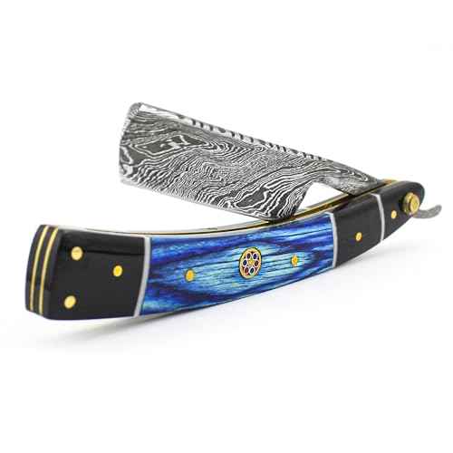 Damascus Straight Razor - Custom Shaving Blade for men - Damascus Steel Barber Approved - Straight Edge Razor For Men - Mens Shaving Razor Kit -Travel Case - Best Gift Set For Him