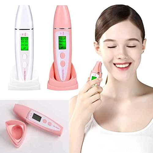 Skin Analyzer Skin Moisture Analyzer Moisture Meter Skin Care Water Oil Tester Detector Portable for Women Digital Skin Analyzer, White
