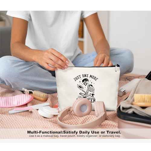 Reading Skull Makeup Bag Make Up Bag, Reader Bookworm Cosmetic Bags for Women,Bookish Bookworm Gifts for Women Teen Girls