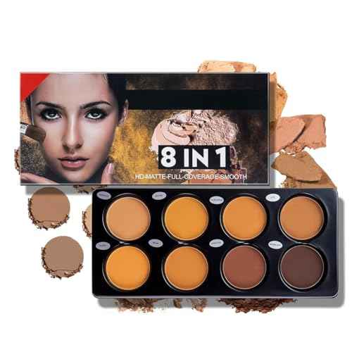 Matte 8 Color Ttimming Makeup Palette, Powder Contour Palette, Cosmetics Contour and Highlighting Powder Foundation Palette, Contour & Bronzer, Light to Medium, Vegan & Cruelty-Free