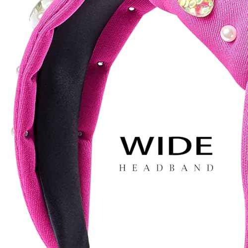TANOSII Valentine¡¯s Day Knotted Headband for Women Wide Headbands Hair Accessories Jeweled Hairband Bling Heart Rhinestones Rose Red
