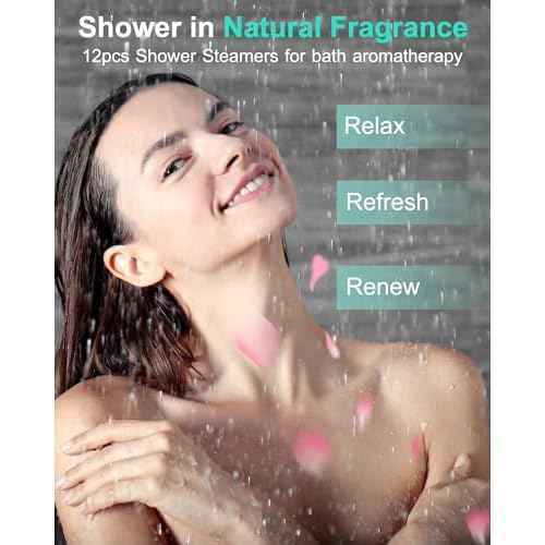 Shower Steamers Aromatherapy-12pcs Essential Oil Shower Bombs, Self Care Christmas Gifts Stocking Stuffers for Women, Relaxation Gifts for Women and Men (Blue)