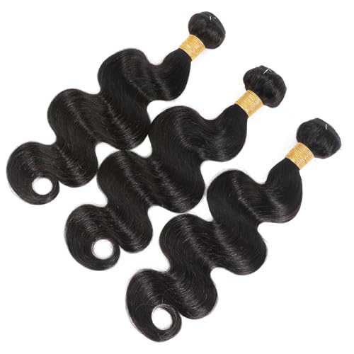 15A Human Hair Bundles 14 16 18 Inch 100% Unprocessed Brazilian Virgin Hair Glossy Quick Weave Body Wave 3 Bundles Deals Natural Black Extensions