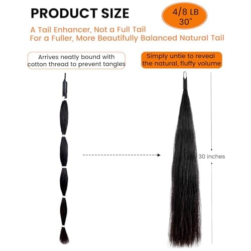 4/8 lb Horse Tail Extensions, Natural Real Horse Hair, False/Fake Horse Tail, 28-30 inches (Mixed)