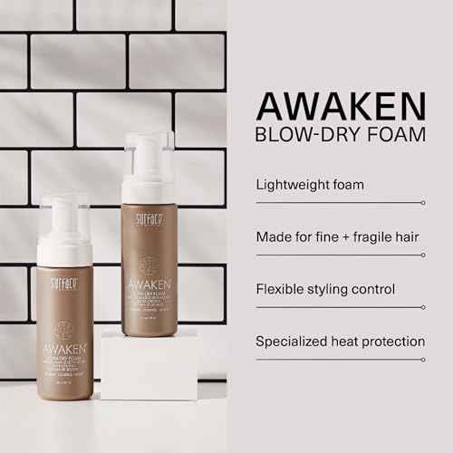 SURFACE Hair Awaken Thickening Blow Dry Foam, Protect, Strengthen Fine & Fragile Hair, 5 Fl. Oz.