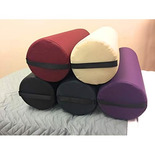 Fluffy Massage Bolster Pillow by NRG - 8"W x 26"L Full Round Massage/Spa Table Bolster with Carrying Strap - Supports Neck, Knees or Ankles - PVC Free Vinyl Upholstery - CFC Free Foam - Color: Black