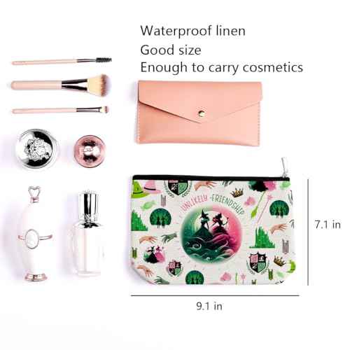 Witch Merch Makeup Bag Broadway Musical Cosmetic Bag Witch Gifts for Girls Women Elphaba And Glinda Fans Movie Lovers Witch Merchandise Unlikely Friendships