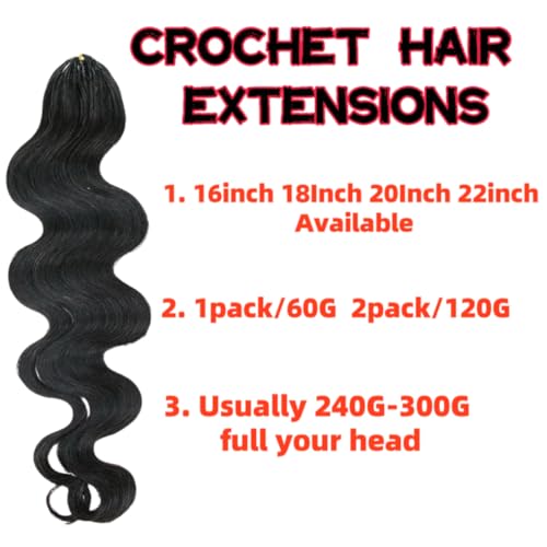 100% Human Hair Body Wave Knotless Pre-Separated Crochet Hair feather crochet human hair extensions for Women Natural Color 16 Inch 60g