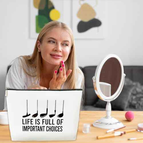JioJio Chan Golf Accessory for Women Cosmetic Bag, Life Is Full Of Important Choices, Golfer Stuff Pouch, Player Gift Travel Pouch, Gifts for Team