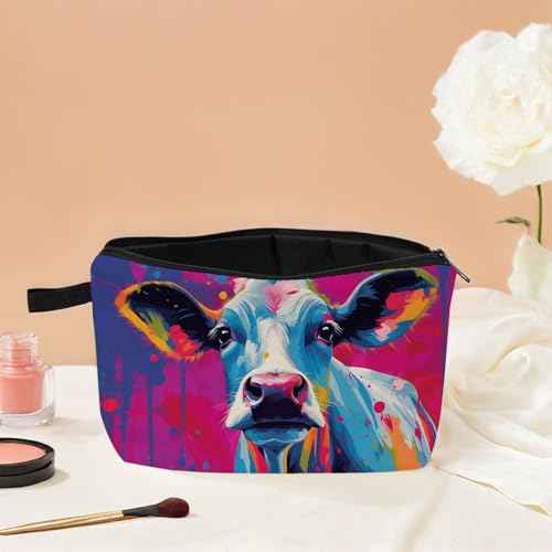 Blue Cow Modern Artistry Cosmetic Bag | Small Zipper Organizer Makeup Bag Gift for Birthdays, Holiday