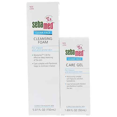 Sebamed Clear Face Care Gel (50mL) Cleansing Foam (150mL) Bundle for Impure and Acne Prone Skin - Made in Germany