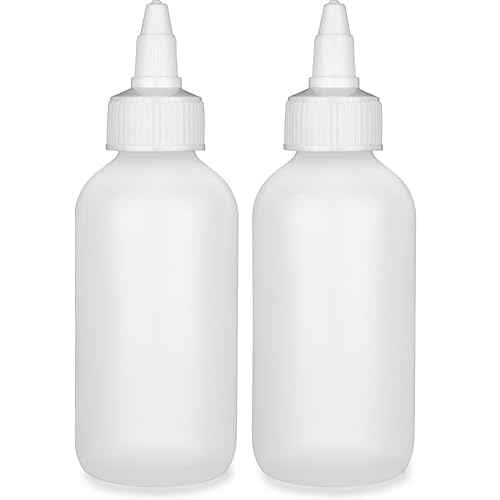 BRIGHTFROM Twist Top Applicator Bottles, Squeeze 4 OZ Empty Plastic Bottles, Refillable, Open/Close Nozzle - Multi Purpose (Pack of 2)