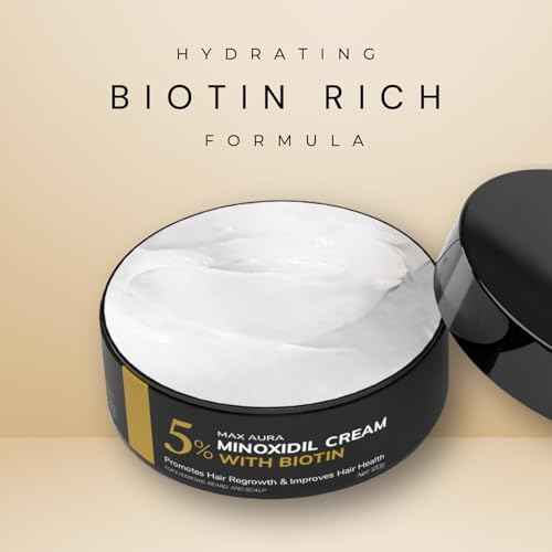 MAX AURA Minoxidil Cream with Biotin - 5% Extra Strength - Treatment for Thinning Hair and Hair Loss for Men - Hair Loss Treatment, Minoxidil Topical Solution For Thicker Fuller Hair