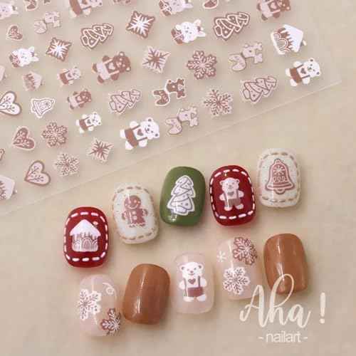Christmas Nail Stickers Winter Snowman Snowflake Nail Art Stickers 8PCS Elk Santa Claus Christmas Nail Art Designs Supplies 3D Nail Adhesive Decals Xmas Transfer Sliders for Manicure Nail Decorations