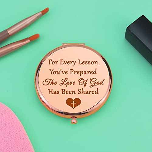 School Teacher Gifts Teacher Appreciation Gift Compact Mirror Teacher Gifts for Women Christian Gift for Her Thank You Gift for Teacher Folding Makeup Mirror Graduation Birthday Gifts