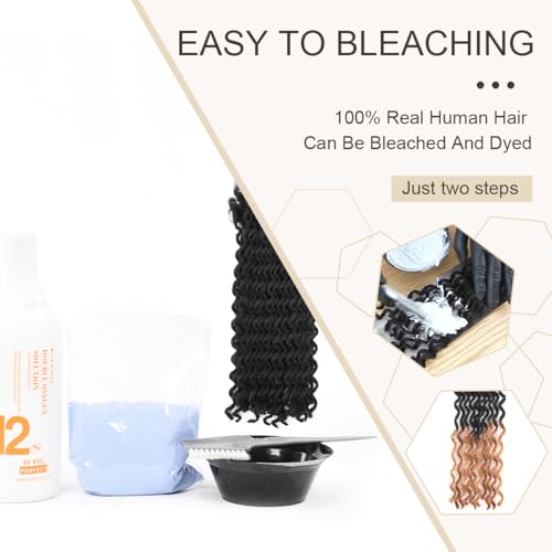 DAIXI Curly Wave Loc Extensions Human Hair, 100% Real Human Hair Dreadlock Extensions for Man/Women Handmade Permanent Dread Extensions Can Be Dyed Bleached Twisted (0.4cm, 1B, 8 Inch 30 Strands)