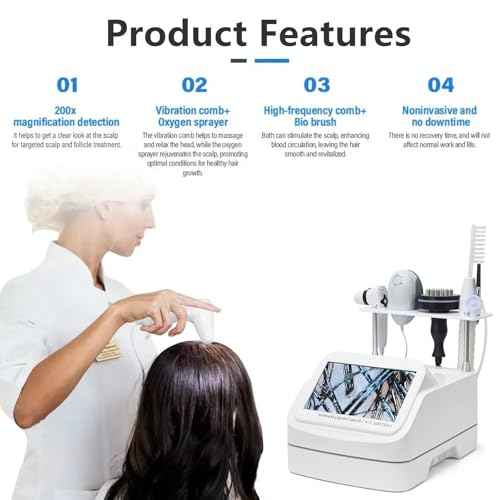 5 in 1 Skin Scalp Detector, Skin Diagnosis Hair Analyzer, Scalp Hair Follicle Detector with 4 Spectral Detection, 200 Times Magnification, for Home, Beauty Salon Spa