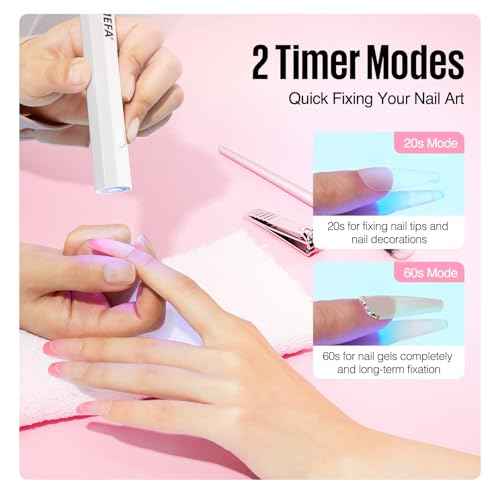 MEFA Handheld UV Light for Gel Nails, UV Nail Lamp with 2 Timer Settings, Portable Cordless Rechargeable USB Nail Dryer for Gel Nail Polish Fast Curing, LED Nail Lamp for Home DIY Salon Women