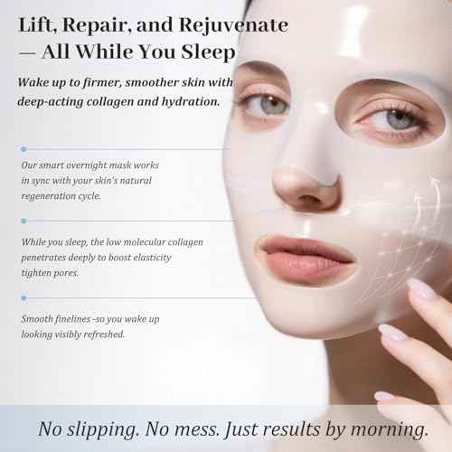 Rosemine Deep Collagen Anti-Wrinkle Lifting Overnight Mask Facial sheet masks with low molecular weight collagen for lifting, firming, and moisturizing 5 Packs