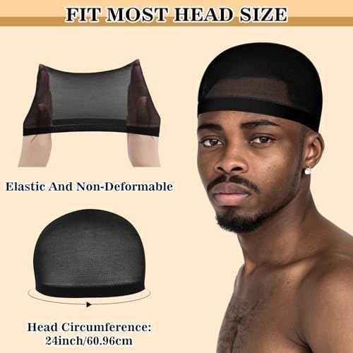 Ramede 10 Pcs Stocking Wave Cap for Men Adult Stretchy Nylon Skull Wave Lightweight Beanie Caps Waves for Man Women