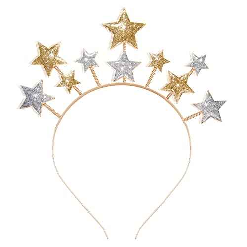 New Year Eve Headband Tiara Glitter Star Christmas Hairband for Women Girls Stars Headpiece Hair Accessory Party Favors Decor
