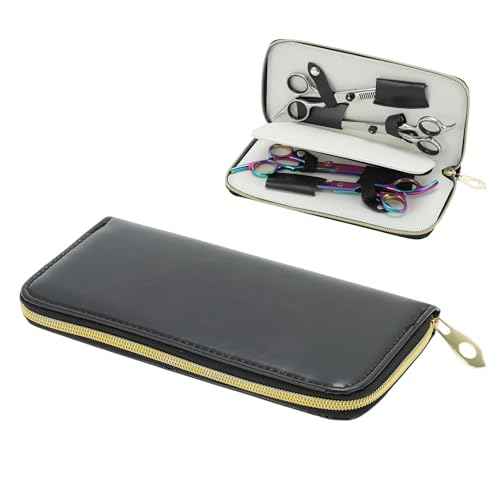 VOCOSTE Barber Scissors Pouch Bag, Fit for Below 6.5 in Shear, Hair Scissor Shears Cases for Hair Stylists, Can Hold 4 Scissor, Black