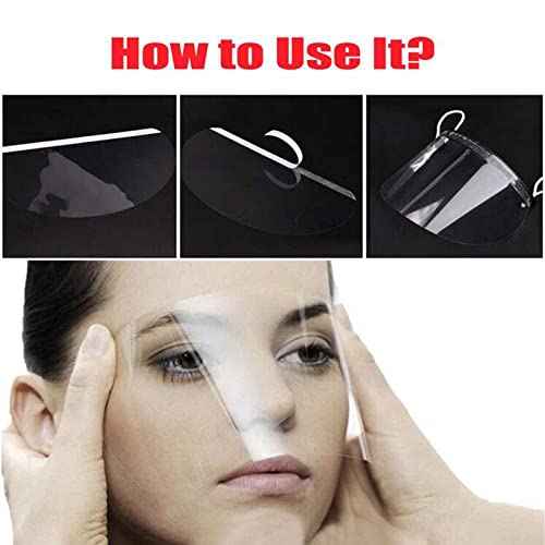 50Pcs Disposable Face Shield Hair Salon Face Cover Barber Supplies Transparent Plastic Bang Trimmer Kits Adhesive Strip Hair Cutting Tools for Home Kids Adults