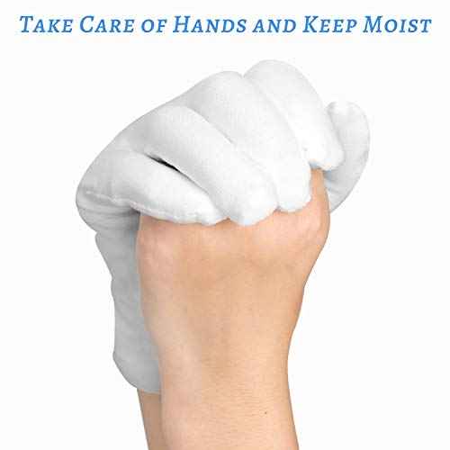 30 Pcs White Cotton Gloves for Dry Hands Moisturizing Eczema Overnight, Men and Women Stretchable Cloth White Gloves for Coin Jewelry Silver Inspection Halloween