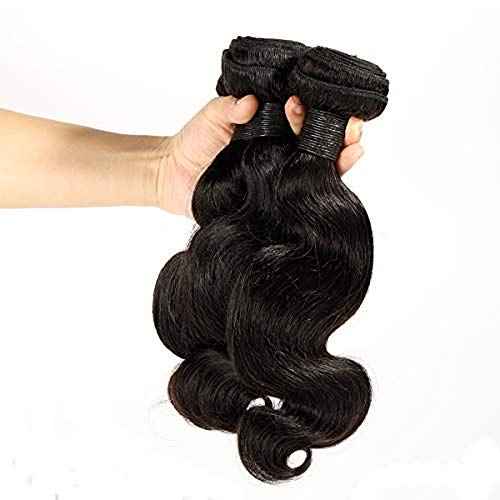 SingleBest Body Wave Bundles With Closure 10A Brazilian Virgin Hair Short Bob Weave With 4x4 Middle Part Half Hand Tied Lace Closure 100% Unprocessed Human Hair Natural Color(8 8 8+8inch)