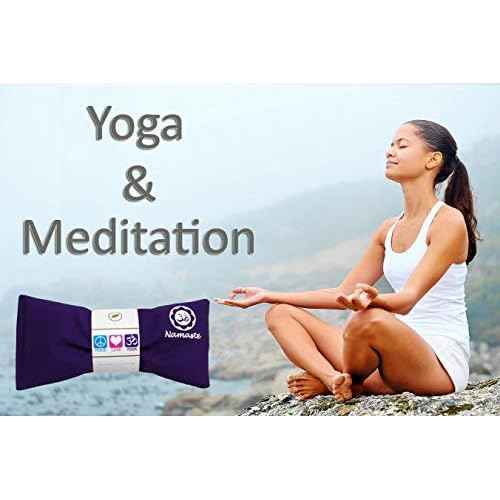 Lavender Eye Pillows - Yoga Eye Pillows Namaste Hot Cold Aromatherapy for Stress, Meditation, Spa, Relaxation Gifts - Made in USA by Happy Wraps - Set of 4 - Purple Cotton