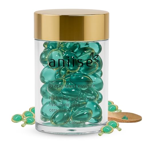 Aniise Grape Seed Oil Capsules Skin Care 30 Individual Capsules Serum for Face Improve Health Of Skin, Fight Signs Of Aging Softening and Hydrating The Skin
