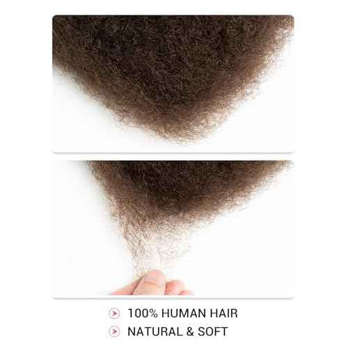 REBECCA FASHION Afro Kinky Bulk Human Hair 50g/Pack Braiding Hair for Dreadlock Extensions, Loc Repair, Afro Kinky Curly Human Hair Bulk for Twist 18 Inch Chocolate Brown Color