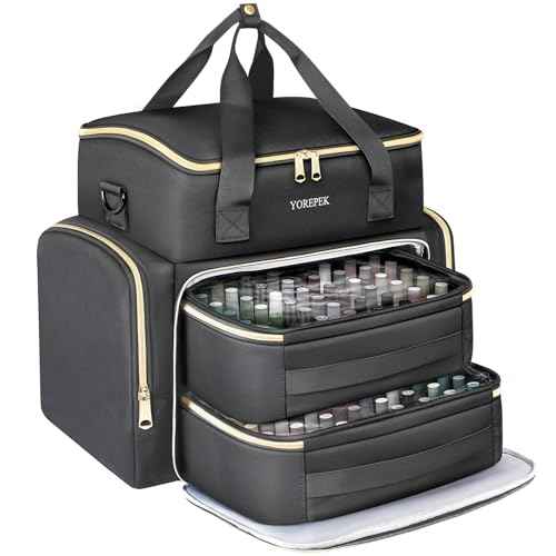 YOREPEK Extra Large Nail Polish Organizer Case Holds 96 to 100+ Bottles (15ml/0.5 fl.oz) UV lamp, Gel Polish Travel Case Bag with 2 Removable Pouches Fits Nail Suppiles, Gift for Manicurist, Girls