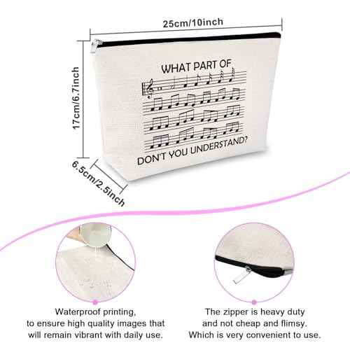 Sfodiary Music Teacher Appreciation Gifts Makeup Bag Thank You Teacher Gifts for Women Cosmetic Bag Birthday Christmas Graduation Presents for Music Lovers Friends Musicians Zipper Travel Pouch