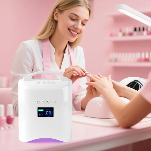 Cordless UV Nail Lamp, 96W Rechargeable UV Light for Gel Nails with Automatic Sensor & 4 Timers, Portable LED Nail Lamp, Professional Nail Dryer for Salon & Home (White)