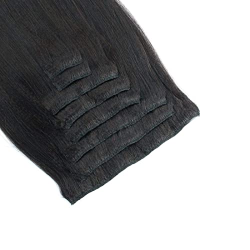 Ombre Clip in Hair Extensions Straight Human Hair 140g 100% Human Hair 8Pcs Total of 18 Clips #1B/30 Brown Hair Extensions for Black Women Hair (22 Inch, 1B/30 Brown£©