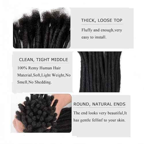 0.6cm Loc Extensions Human Hair 8Inch 50 Strands Dread Extensions Human Hair for Men DreadsNatural Black£¨1b,8inch£©