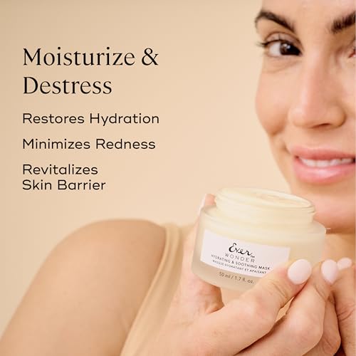 EVER Wonder Hydrating & Soothing Mask ? Rose Water, Hyaluronic Acid & Squalane Cream Mask for Sensitive Skin, Restores Barrier & Boosts Elasticity, 1.7 fl oz