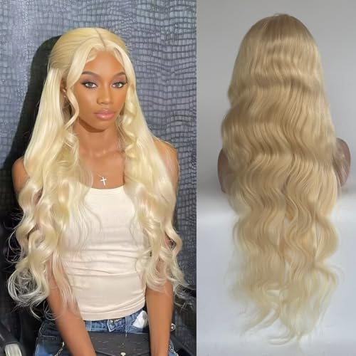 613 Blonde Lace Front Wig Human Hair 22 Inch Body Wave 13x6 HD Transparent Blonde Wigs Pre Plucked Glueless 180 Density